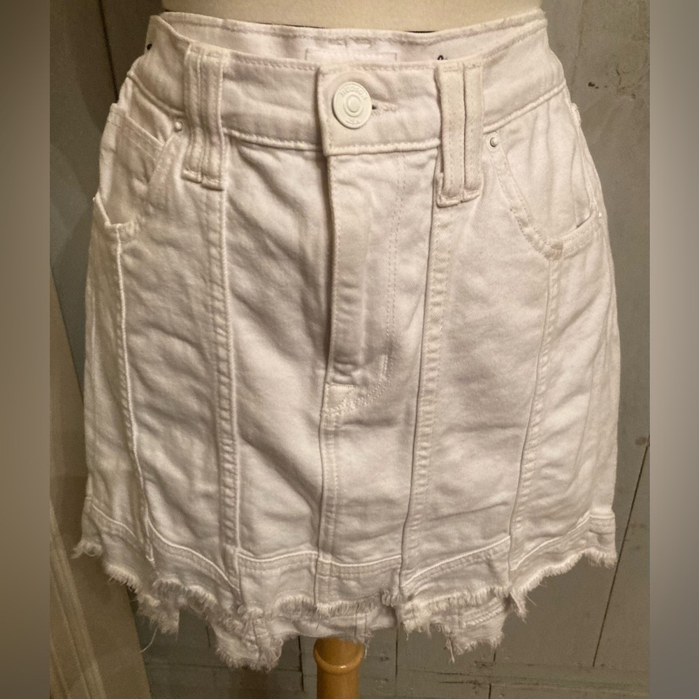 Hudson Weekender Step Hem Skirt Womens‎ Size 26 White Mini Summertime Den…